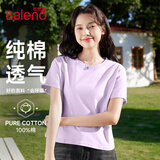 班尼路（Baleno）100%纯棉短袖T恤女2026年夏季宽松短款小个子休闲百搭半袖上衣