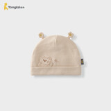 童泰（TONGTAI）婴儿帽子春秋季纯棉新生儿双层胎帽宝宝百搭护囟门帽咖色0-6月