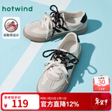 热风（Hotwind）德训鞋女鞋春秋新款潮流百搭双色鞋带休闲平底板鞋外穿小白鞋 88米黑(H14W25710) 37