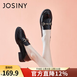 卓诗尼单鞋女2026春秋新款粗跟女鞋子学院英伦风小皮鞋女一脚蹬乐福鞋女 黑色（假一赔十） 38