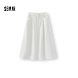 森马（Semir）牛仔半身裙女夏季凉感A字打褶2026简约港风显瘦长裙109326120002