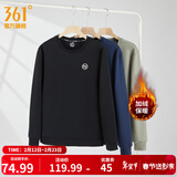 361°运动卫衣男秋冬季新款圆领套头运动上衣男百搭服饰御寒保暖 【加绒男】超级黑 XL