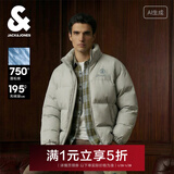杰克·琼斯（JACK&JONES）男装25年冬季严寒PU羽绒服男士加厚短款无帽立领宽松潮流仿皮外套 E02鼠尾草色 M （175）
