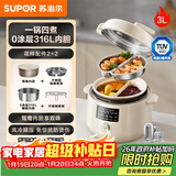 苏泊尔（SUPOR）鸳鸯电压力锅3L 多功能0涂层钢胆2-4人家用 风冷降压电饭煲电炖锅高压锅SY-30YC3001