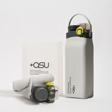 吉姆蓝杰+asu正品联名可折叠水杯便携户外露营旅行杯食品级硅胶高颜值杯子 浅灰色1个600ml