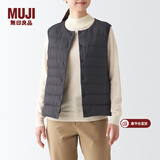 MUJI MUJI 女式 便携式 无领 羽绒背心BDC30C2A舒适轻薄保暖蓬松马甲 中灰色 XL