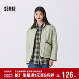 森马（Semir）羽绒服女中长款轻薄拼接灯芯绒翻领2024冬季三防外套109724113004