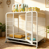 獒少保狗笼方管狗笼子大中小型犬金毛加粗宠物狗狗笼子狗屋用品 白色带天窗94*64*85cm 建议60斤内中大型犬