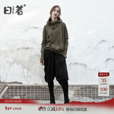 日着原创设计师女装新品春季新款女上衣慵懒风连帽宽松套头卫衣外套 绿色 L