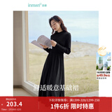 茵曼（INMAN）2025秋冬女装新款灯芯绒连衣裙新品长袖休闲针织礼服中长裙子 午夜黑-18348357H1 XL