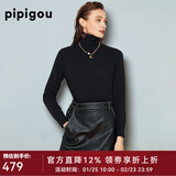 皮皮狗100%山羊绒 高领打底衫基础新款纯色针织上衣内搭毛衣女士秋季 701黑色 L /105