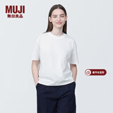 MUJI女式 天竺编织圆领短袖T恤上衣打底衫女款内搭多巴胺女装 白色BB2P6C4S S (155/80A)