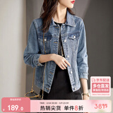 尚都比拉休闲经典复古丹宁风牛仔外套女春秋百搭短款上衣 牛仔蓝 L码 