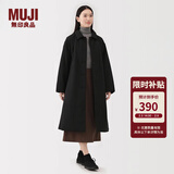 MUJI 女式 蓬松棉服立领大衣 外套女款冬装长款冬季女装棉衣衣服 黑色 S (155/80A)