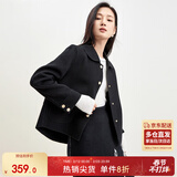 尚都比拉短款100%羊毛大衣女小个子秋冬休闲双面毛呢外套 黑色 L 