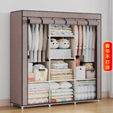 蜗家 布衣柜简易衣柜加粗防尘双人租房宿舍卧室组装收纳衣服柜储物柜 1611咖啡色【长118*深45*高165】