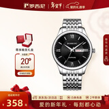 罗西尼（ROSSINI）手表男款 情人节礼物送男友国表商务小巧石英黑盘钢带618573