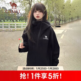 骆驼（CAMEL）硬壳冲锋衣女单层外套24新款防水防风衣登山服男