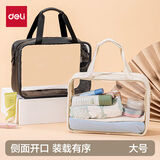 得力（deli）【大号】旅行收纳袋 防水防泼溅 洗漱包拉链袋化妆包 黑 64872