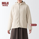 MUJI MUJI 女式 长毛抓绒连帽衫 BBJ21A2A 柔软外套短款外套 浅米色 M