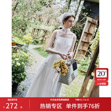 范思蓝恩腰精裙系列 白色无袖吊带连衣裙女夏法式领证小白裙2048 象牙白 S
