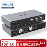 飞利浦KVM切换器2进1出HDMI2.0切屏器二进一出4K60Hz高清共享器适用USB打印机/键鼠接两台电脑共享显示器