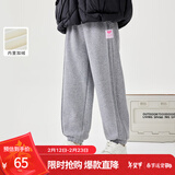 茵曼（INMAN）女童加绒裤子爱心标章冬季儿童中大童奥粒绒保暖裤保暖休闲长裤 花灰色 140