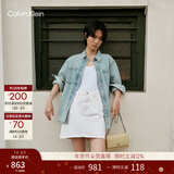 Calvin Klein【情人节礼物】单肩包荔枝纹包包金属搭扣链条翻盖CK女包斜挎包 RM0-小鸡黄 OS