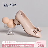 reemoor红色粗跟新娘婚鞋女大码女鞋中跟漆皮单鞋百搭高跟鞋睿慕 裸色瘦脚建议拍小一码4.5cm根 37