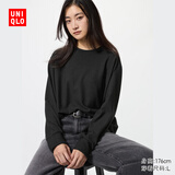 优衣库女装柔软针织摇粒绒圆领套头衫/长袖抓绒卫衣T恤479609 479609/09黑色 M