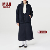 MUJI MUJI 男女通用 羊羔绒 拉链夹克 毛绒加绒厚外套 秋冬季 深藏青色 S-M