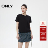 ONLY2025秋季新款简约舒适基础纯色圆领正肩短袖T恤女|125101058 H1Z 黑色 S (160) 80A