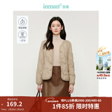 茵曼（INMAN）轻薄简约无领短款羽绒马甲女士2025新款可内搭可外穿薄款外套 卡其色 M