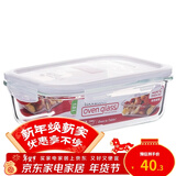 乐扣乐扣大容量耐热玻璃保鲜盒密封碗水果餐盒微波炉饭盒厨房冰箱冷冻盒 1000ml【长方形单个】