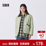 森马（Semir）羽绒服女中长款轻薄拼接灯芯绒翻领2024冬季三防外套109724113004