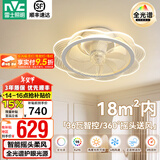 雷士（NVC） 风扇灯智能全光谱简约超薄带风扇 客厅餐厅卧室房间摇头吊扇灯 花朵36W/全光谱/智控摇头