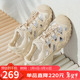 骆驼（CAMEL）丑萌登山鞋女时尚撞色户外休闲鞋 L24M076602 米/银/黄 39