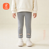 贝瑞加（Babyprints）女童打底裤秋冬宝宝加绒棉裤女孩加厚长裤儿童保暖裤子 浅灰140