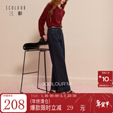 三彩2025冬季新款磨毛牛仔裤休闲直筒裤九分裤简约显瘦M 深海蓝 XL 170/76A 170/76A