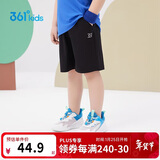 361°儿童短裤夏季男女童3-12岁透气运动裤梭织五分裤 黑 110