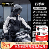 速莱特摩托车骑行分体雨衣雨裤套装电动车骑手四季防暴雨骑行雨衣冲锋衣 0903【黑灰色】升级款/隐藏鞋套/透气 2XL【90天漏水包换】