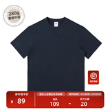 NOTHOMME潮牌夏季男款简约纯色圆领T恤情侣装宽松打底衫 藏青色280g升级 宽松版 L (175)