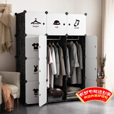 安尔雅简易衣柜现代简约塑料双人组装衣柜出租房组合收纳双人衣橱