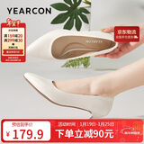 意尔康女鞋细跟通勤工作鞋浅口时装高跟鞋单鞋女春秋 26901W米白39