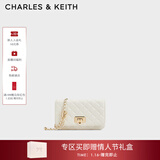 CHARLES&KEITH经典菱格链条小方单肩斜挎包包女包生日礼物新年礼物CK2-70160131 Cream奶白色 小包