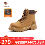 骆驼（CAMEL）【山越】工装靴女厚底马丁靴 L25W076018AR 土黄(磨砂毛里) 39