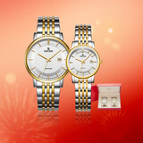 依波（EBOHR）手表大师系列间金钢带石英情侣对表节日礼物新年跨年56690316/323