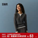 森马（Semir）森马毛衣女短款假两件含羊毛针织衫24冬新款保暖内搭109724107015