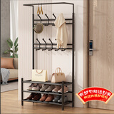 安尔雅 衣帽架鞋架落地金属挂衣架现代简约铁艺衣服架子家用置物架 80黑