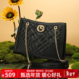 金利来女包秋冬新款单肩包百搭时尚手提包简约链条包情人节春节礼物 黑色